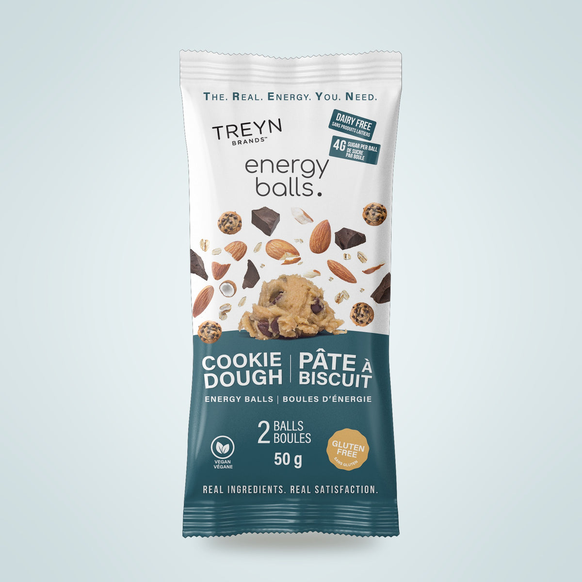 TREYN Grab & Go Cookie Dough Energy Balls, 50 g pack, front