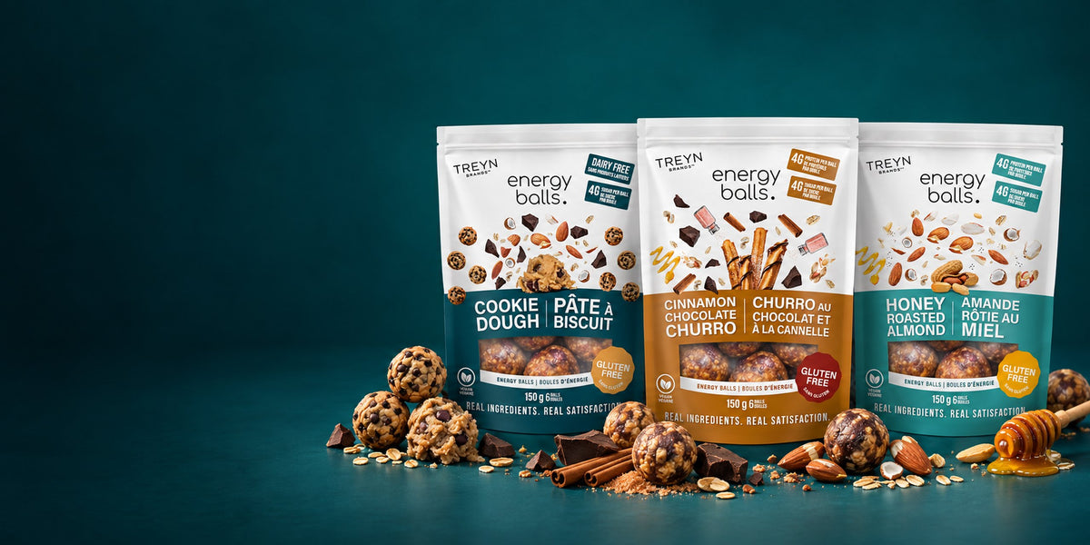 TREYN Energy Balls large bags: Cookie Dough, Cinnamon Chocolate Churro and Honey Roasted Almond